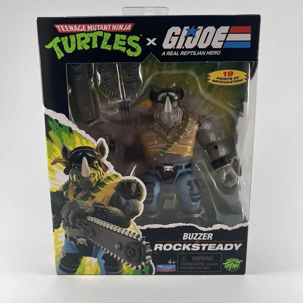 TMNT x GI Joe Buzzer x Rocksteady Action Figure Playmates New